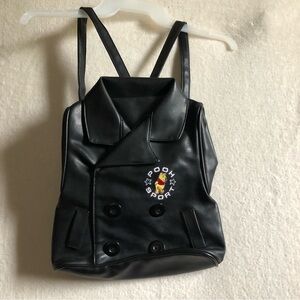 Vintage retro Pooh Sport leather jacket pleather backpack black bag